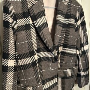H&M Black and Gray Plaid Blazer